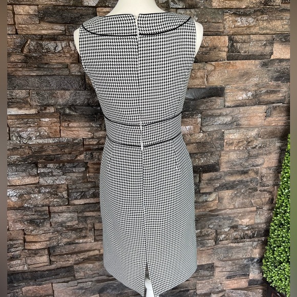 Black and White Sheath Midi Dress with Bateau Neckline - Picture 2 of 16